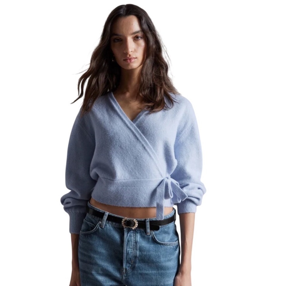 AND OTHER STORIES‎ Los Angeles Atelier Wrap Cardigan Sweater Baby Blue XS